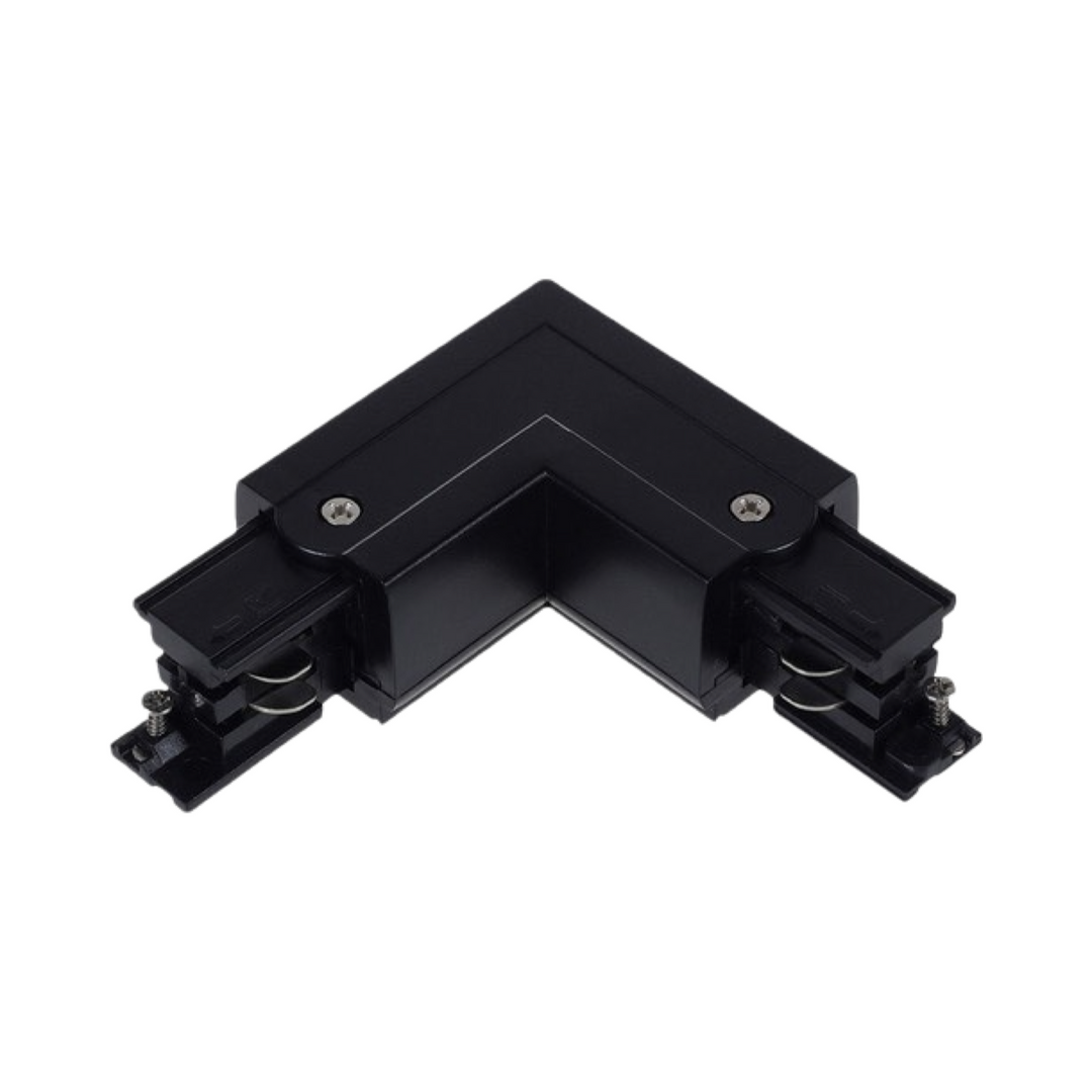 Euro 3 circuit track system L connector for 90 degree corner connections in track lighting layouts