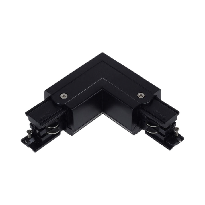 Euro 3 circuit track system L connector for 90 degree corner connections in track lighting layouts