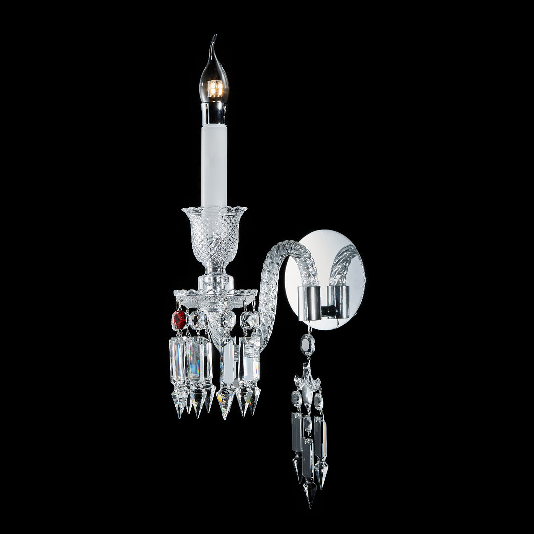 crystal glass classic designer wall lamp shown on black background ideal for elegant indoor wall lighting dining rooms hallways bedrooms and luxury home interiors