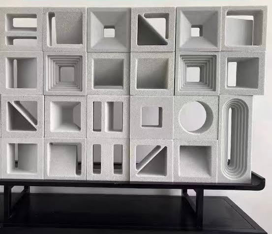 Different design shapes of foam ceramic blocks for architectural wall applications