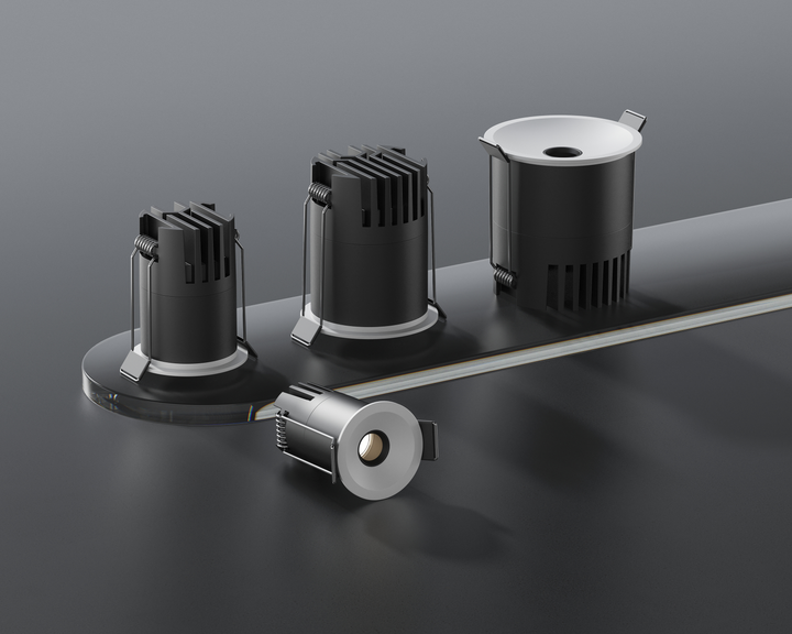 FOCUS Series pinhole architectural downlights featuring deep recessed optics and multiple cut-out sizes for premium architectural lighting.