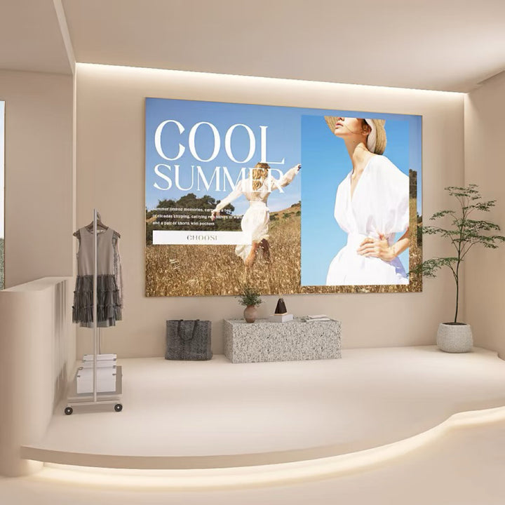 Frameless SEG fabric light box with LED backlighting for high-impact promotional graphics.