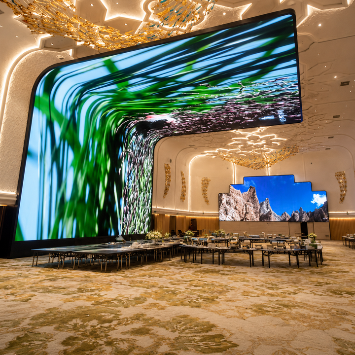 Freeform LED display integrated into a large-scale architectural installation