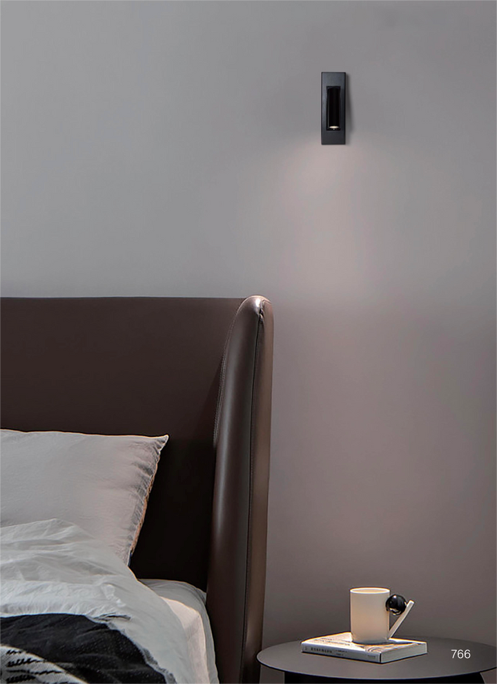 installed view of grandview bedside reading light black modern led wall reading lamp beside bed for focused night reading