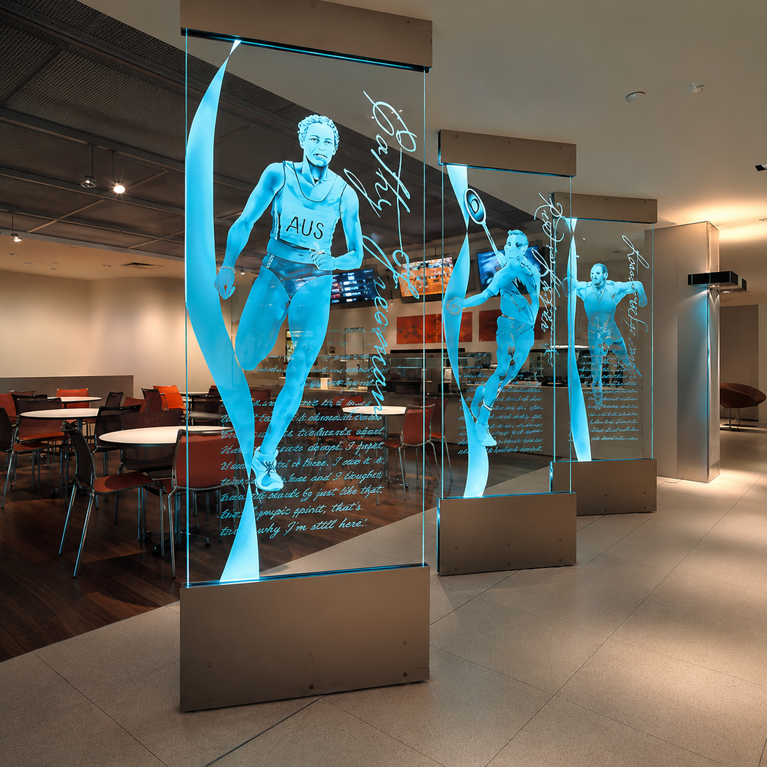 Interactive transparent OLED display for museums, exhibitions and immersive brand experiences
