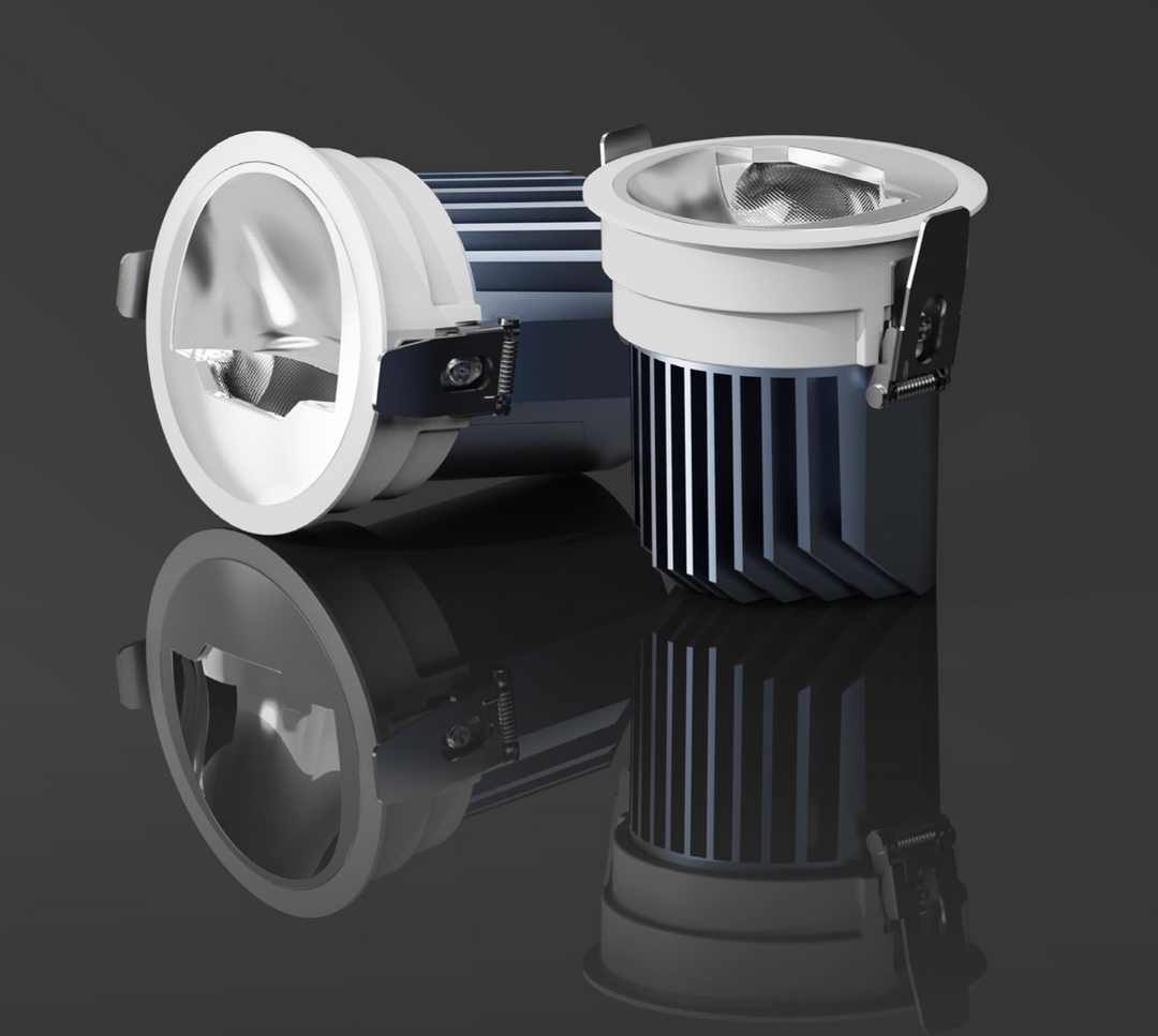 Recessed LED wall washer showing wide wall washing light distribution for uniform vertical illumination
