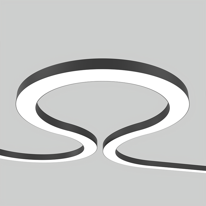 Large-scale curved architectural LED linear lighting system with bold light lines for commercial and public spaces