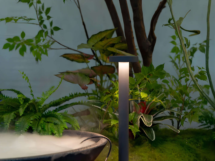 LED bollard light IP65 installed along garden walkway