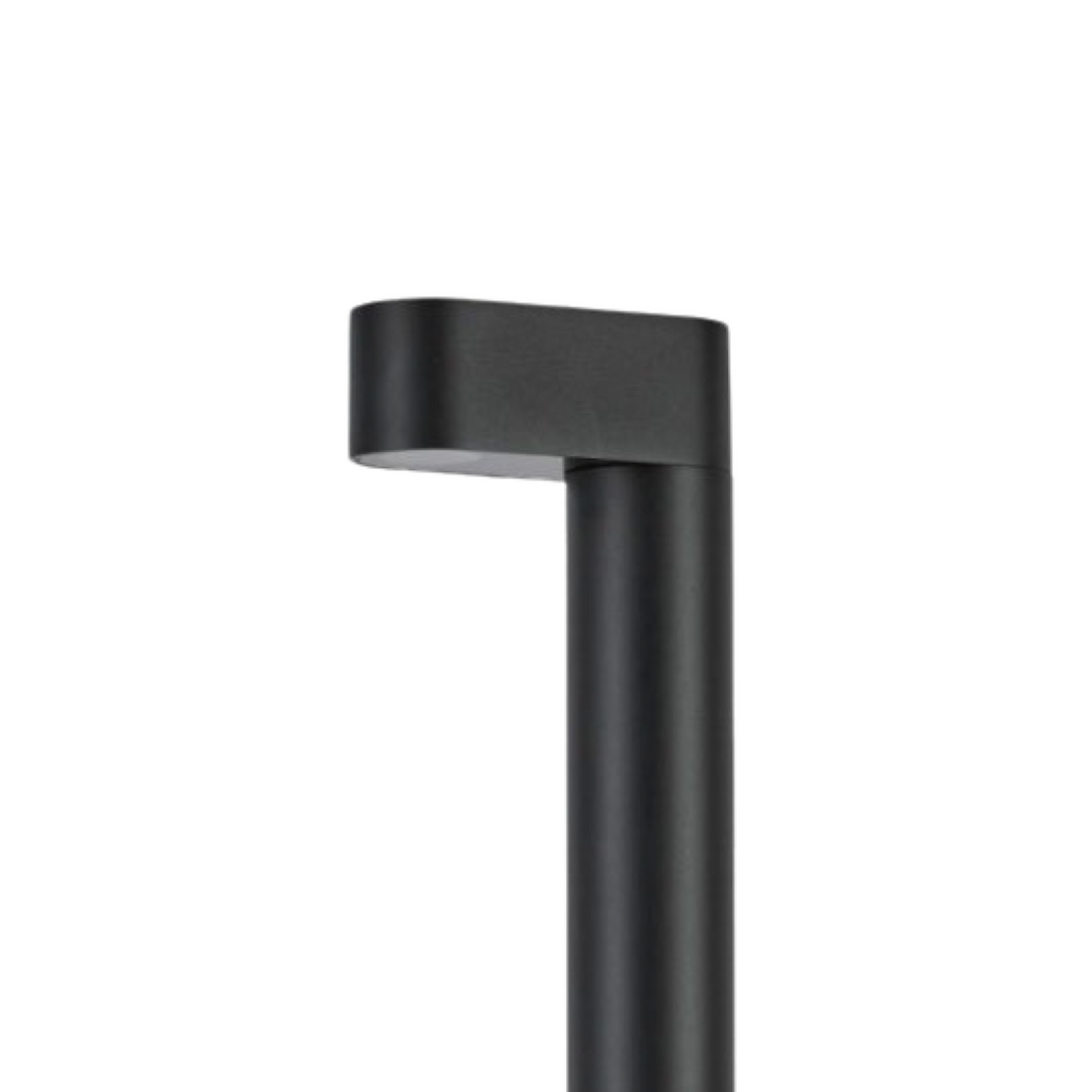 LED bollard light IP65 head detail showing modern minimalist outdoor lighting design