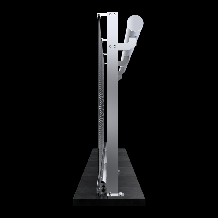 Structural side view of LED glass balustrade system with integrated handrail and LED display