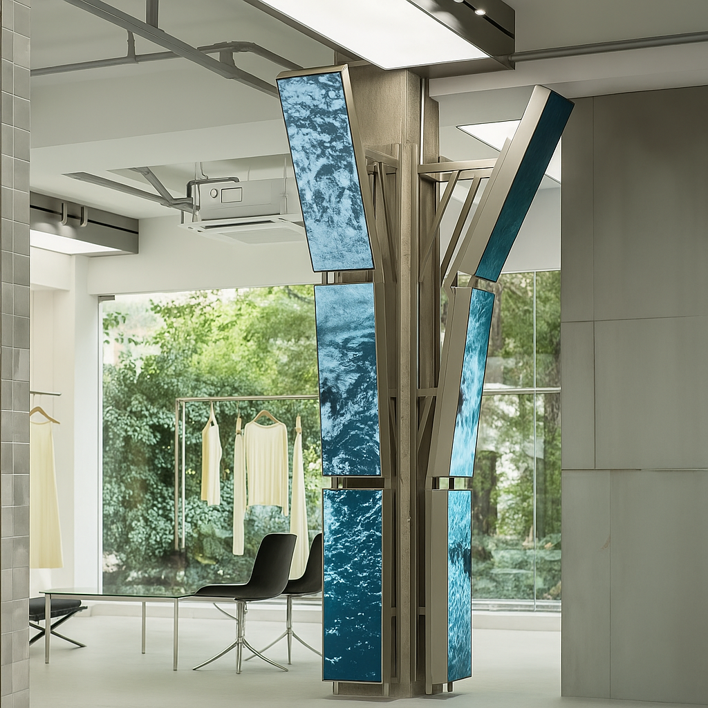 LED pillar screen digital signage display for retail and commercial interiors