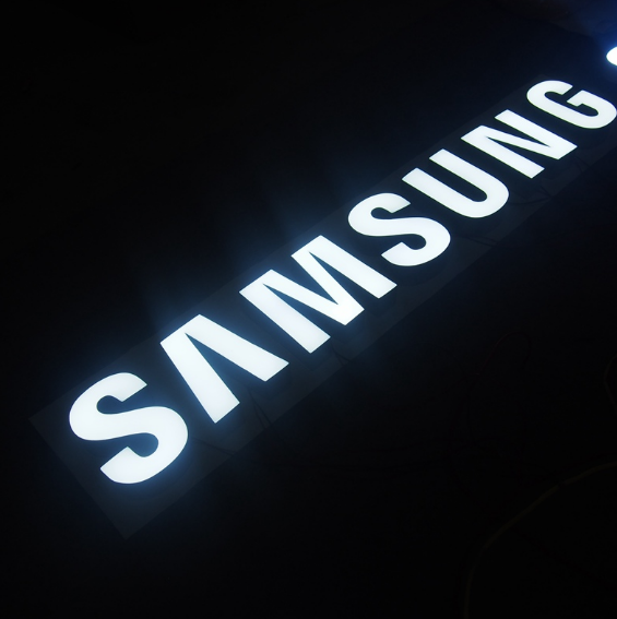 LED resin letter sign with bright illuminated face, ideal for commercial branding and corporate signage installations.