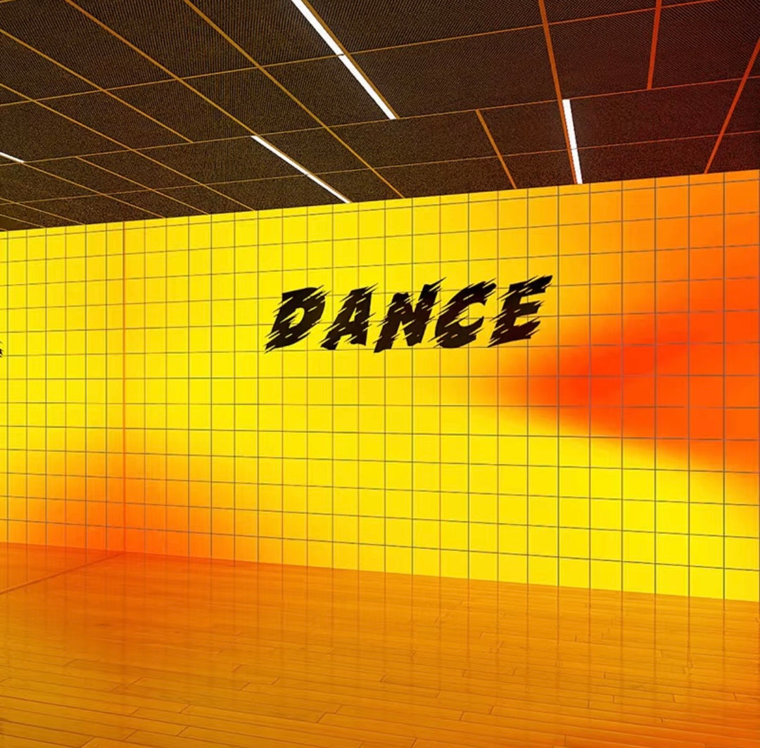 LED stretch ceiling panel producing vibrant colour-shifting background lighting for visual installations.