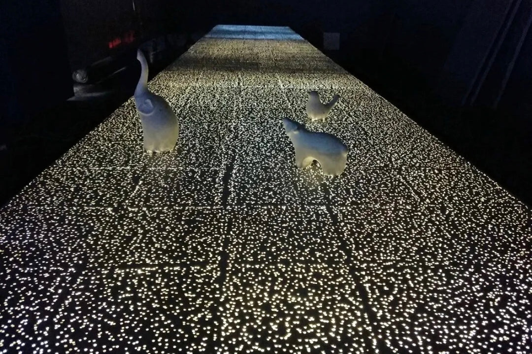 Light transmitting concrete panel used in architectural installation design