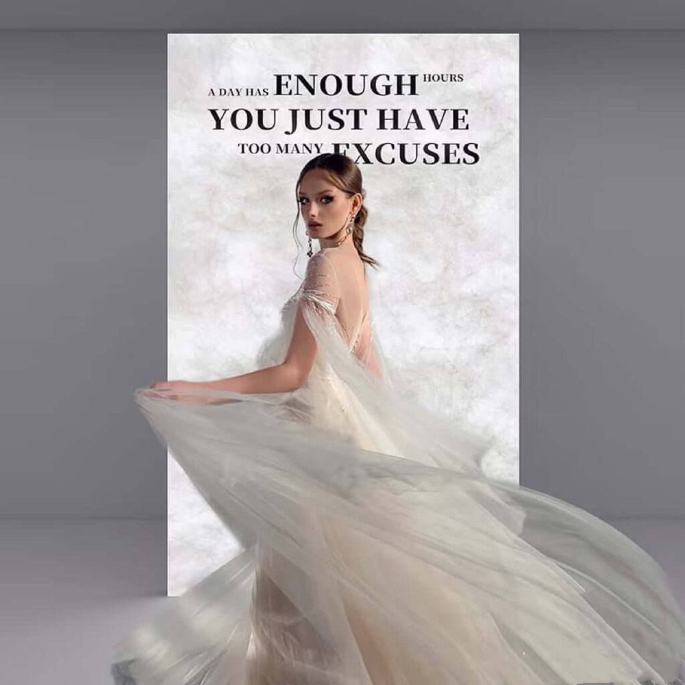 Lucretia backlit paper panel used as a bright feature wall for bridal photography and boutique displays.