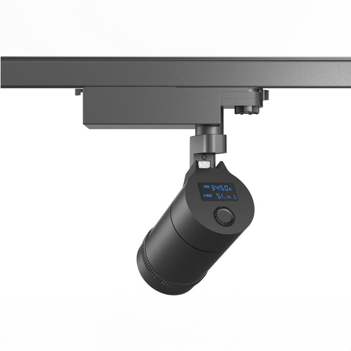 Lucretia Gallery Master LED track light with built-in control screen designed for museum and gallery display lighting.