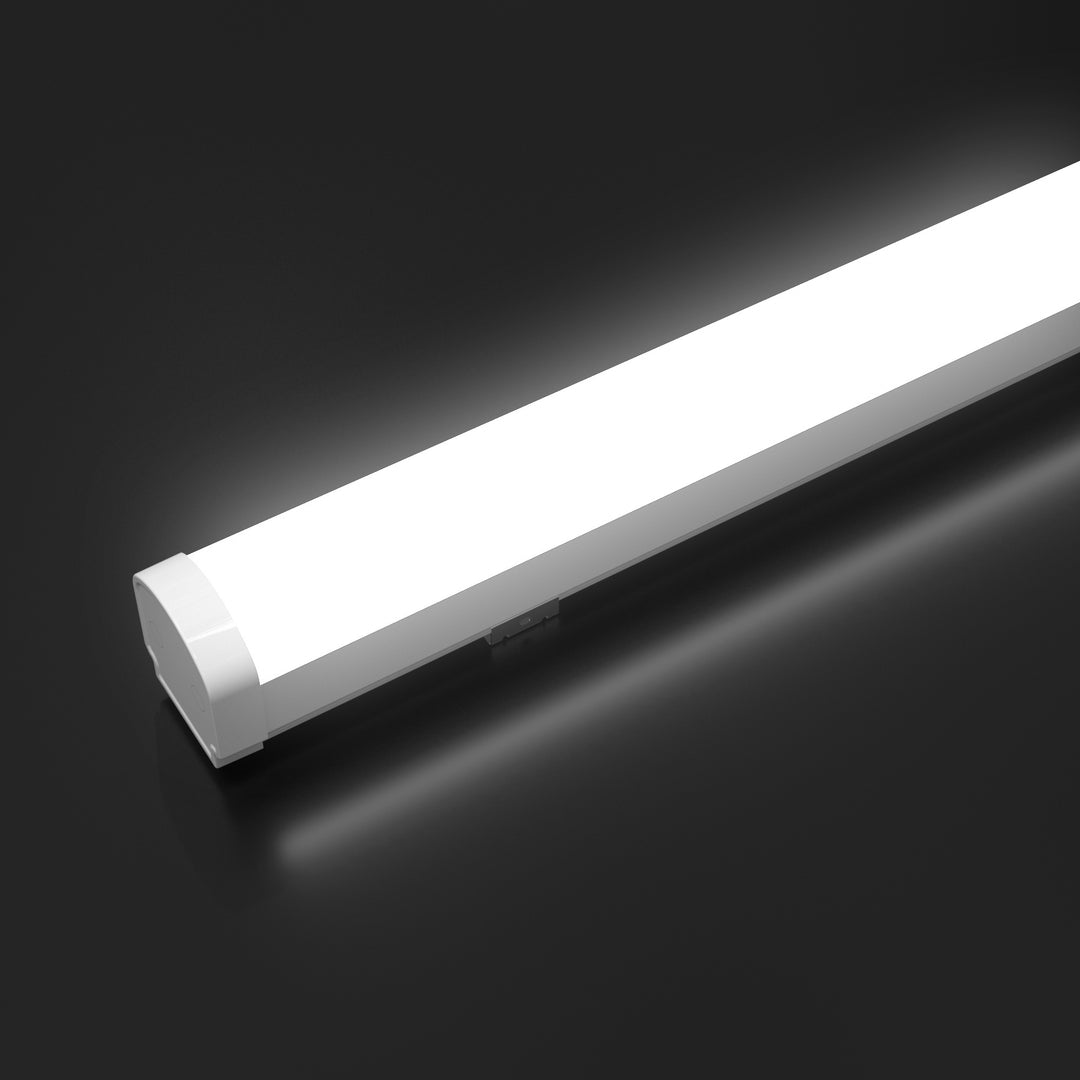 Lucretia AL18 Philips IP65 waterproof LED batten light shown in a single linear fixture, ideal for garages, basements, car parks and utility spaces.