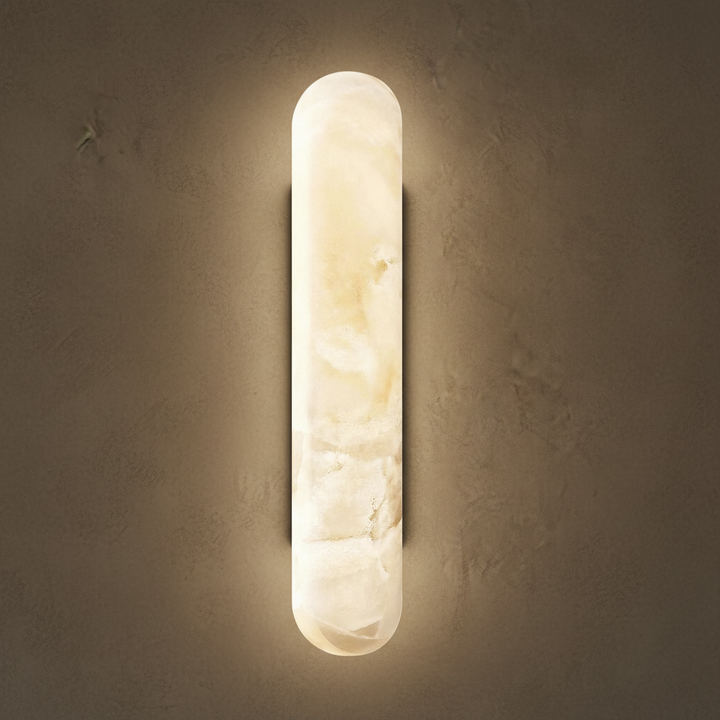 Alabaster Arc modern wall lamp with diffused glow enhancing contemporary interior spaces ideal for decorative wall lighting and ambient home lighting.