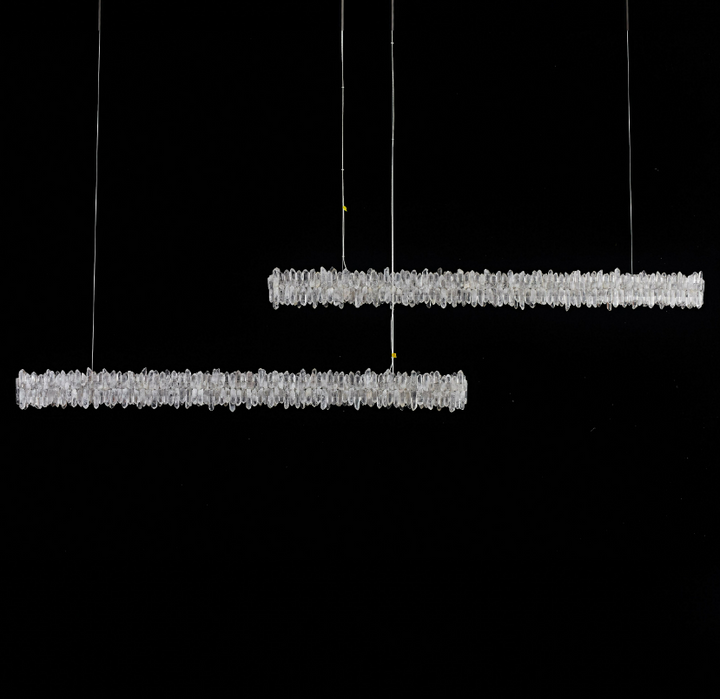 Belo Glacia crystal linear pendant showing single and double row configurations for refined modern architectural lighting