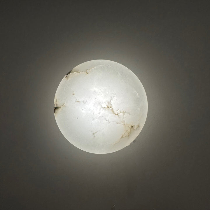 BrassAura 150 Alabaster Wall Lamp modern LED wall light with warm ambient lighting for hallways bedrooms and luxury interiors