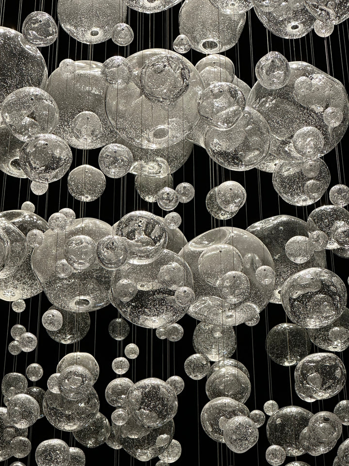 Lucretia Lighting BubbleGlow custom white glass bubble installation creating a soft diffused glow