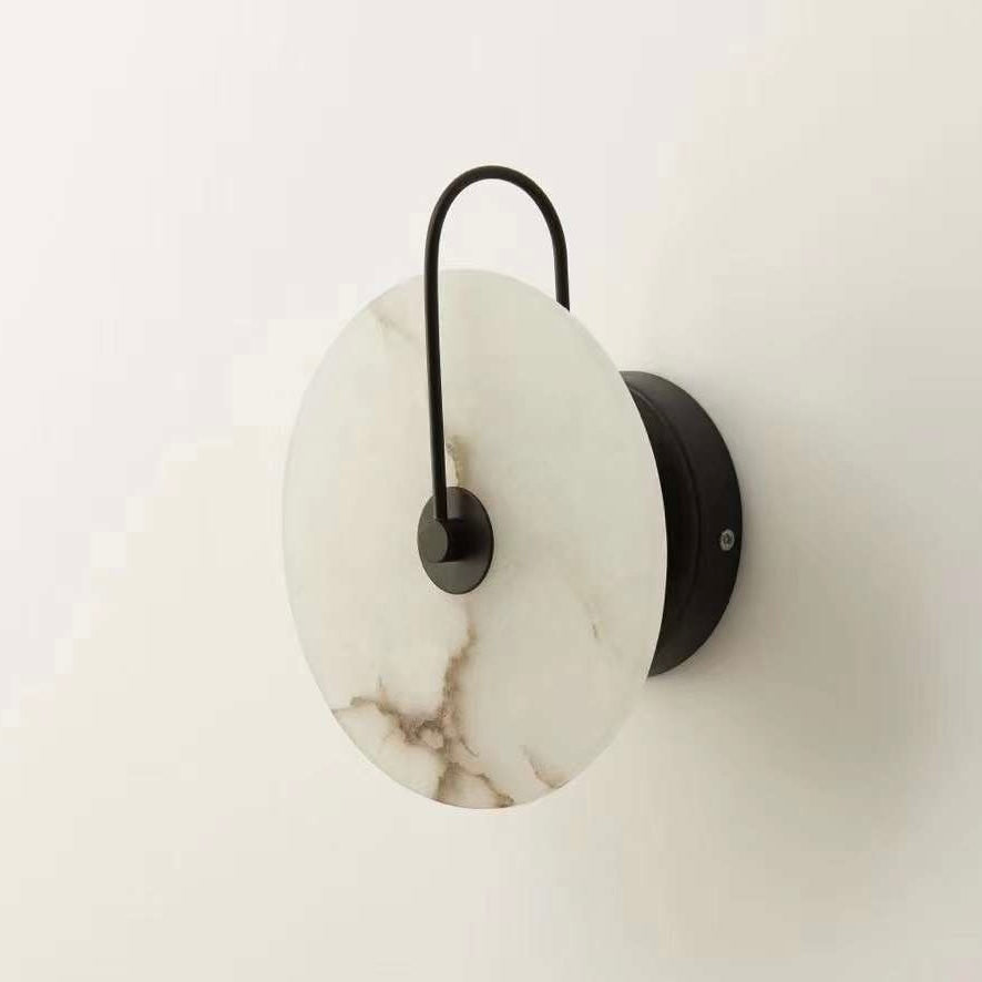 Castilla Glow Alabaster Wall Lamp with black base round Spanish alabaster LED wall sconce modern decorative lighting for hallways and living rooms