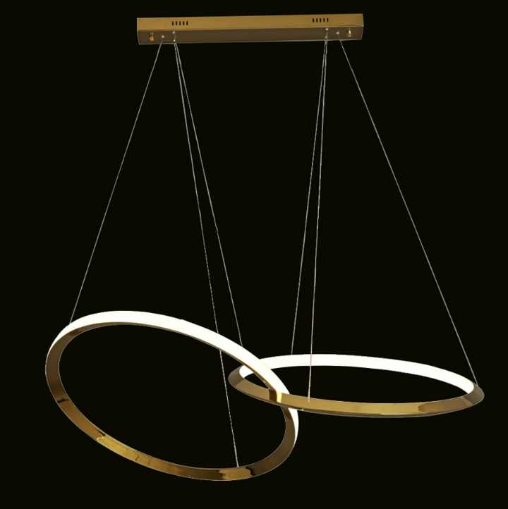Chaumet Blade 2 Pendant Light displaying floating dual ring design with warm LED illumination and modern linear styling