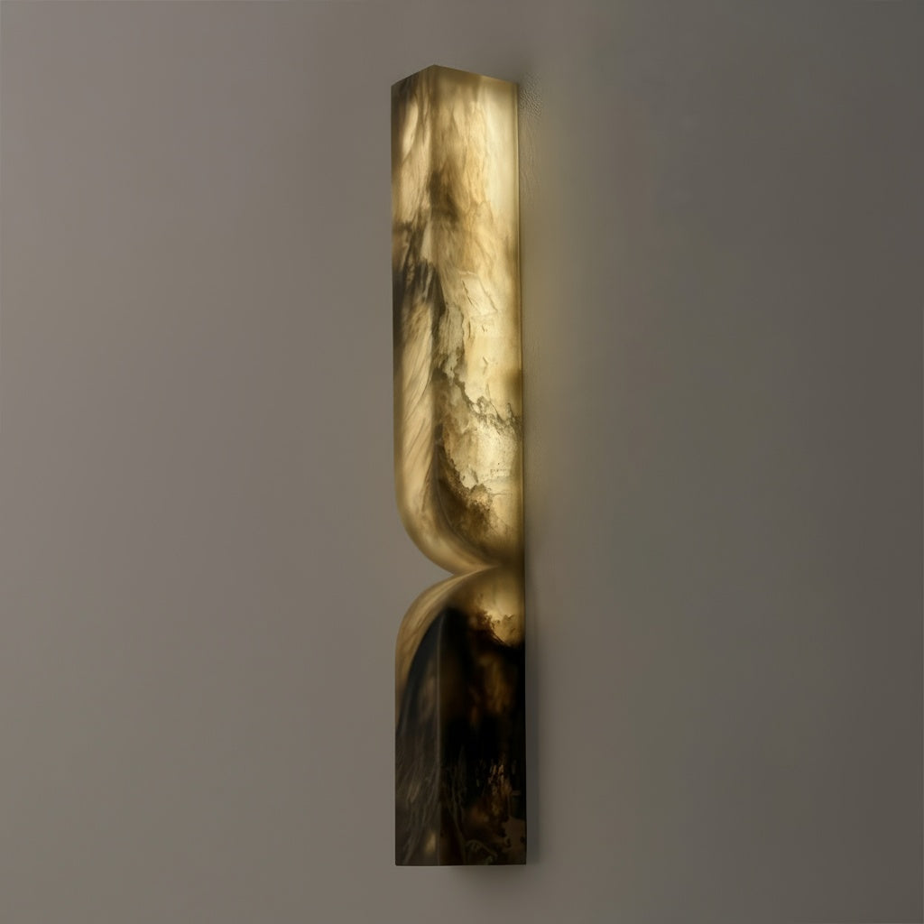 Cordoba 600 bronze vein alabaster wall lamp with sculptural elongated form providing warm ambient lighting for modern interiors and decorative wall lighting.