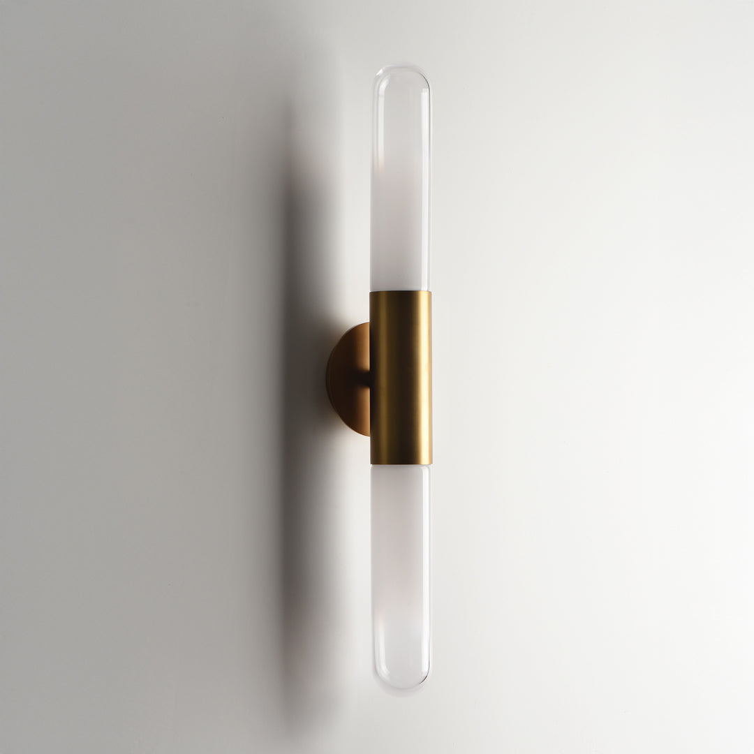 Brushed brass and crystal LED wall light Crystal Capsule 820 for luxury interior lighting hallway living room and commercial spaces