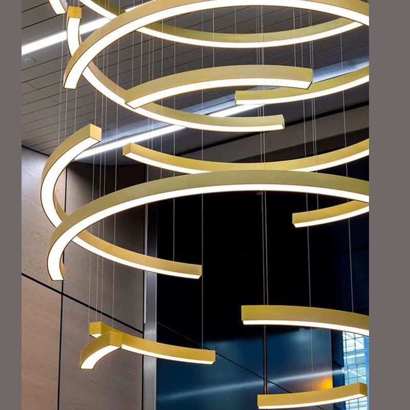 Lucretia Lighting custom LumiHalf half-ring light displayed as bespoke LED sculptural ceiling lighting