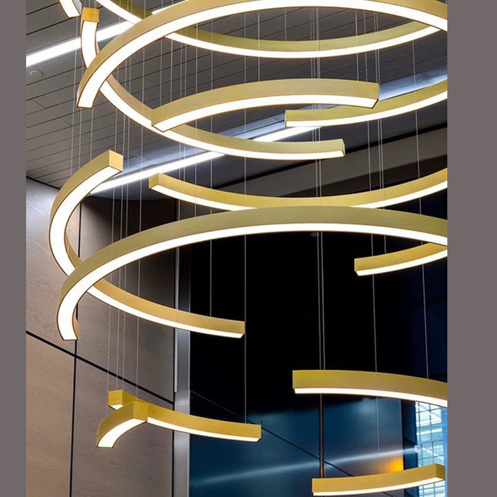 Lucretia Lighting custom LumiHalf half-ring light displayed as bespoke LED sculptural ceiling lighting