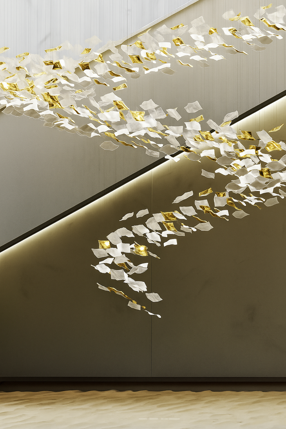 Lucretia Lighting custom Square Wave light displayed as bespoke hand-blown glass sculptural lighting