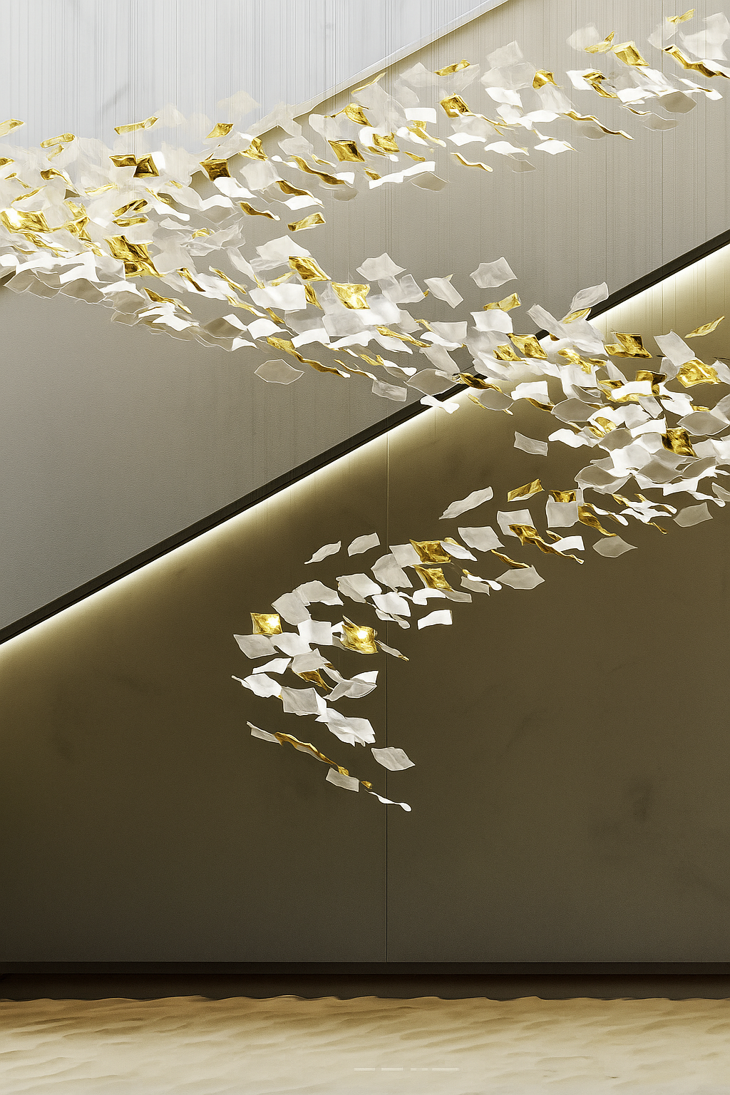 Lucretia Lighting custom Square Wave light displayed as bespoke hand-blown glass sculptural lighting
