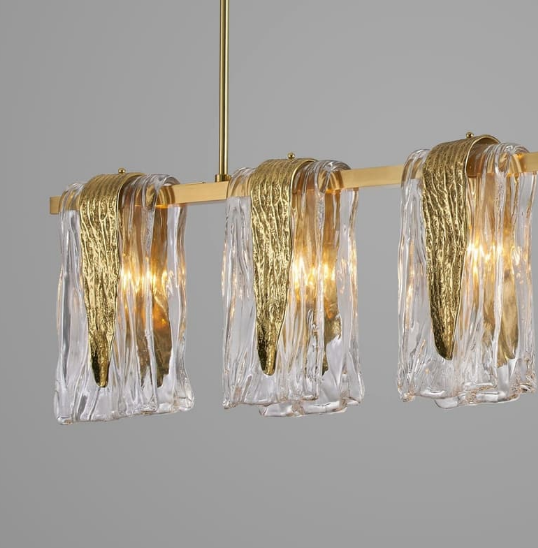 Dali Linear Pendant Light showcasing sculptural flowing-glass elements and warm designer illumination