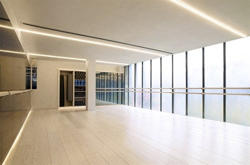 Endless 06011 jointless custom linear LED lighting illuminating commercial public space with clean continuous architectural lines