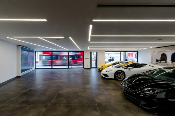 Endless 06011 jointless linear LED light used in commercial parking garage delivering long continuous light lines with no visible joins