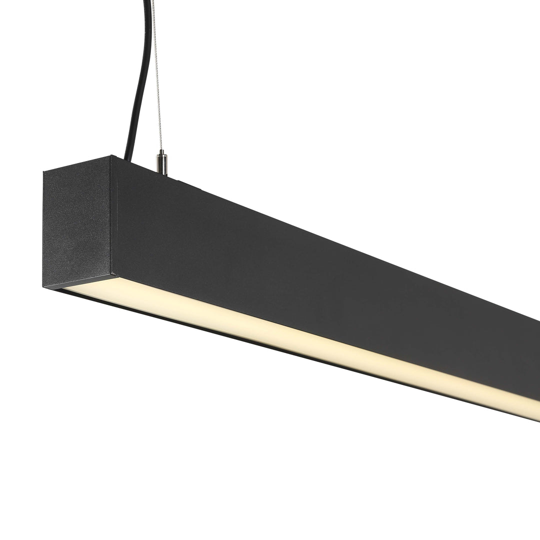 Endless 6588 black suspended 65×88mm LED linear light for commercial offices, retail spaces and architectural continuous lighting