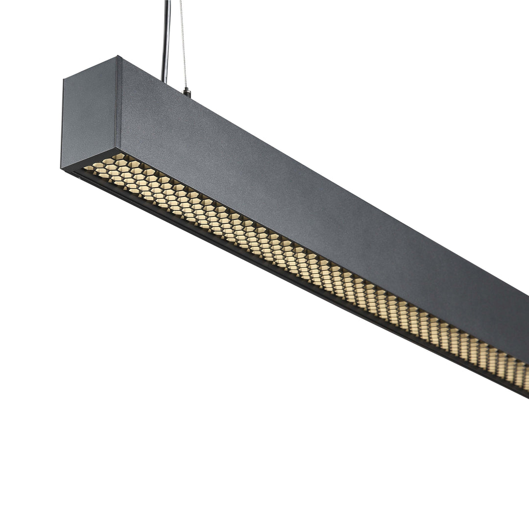 Lucretia Endless 6588 Pro black linear LED light with honeycomb anti-glare optic for precise visual comfort.