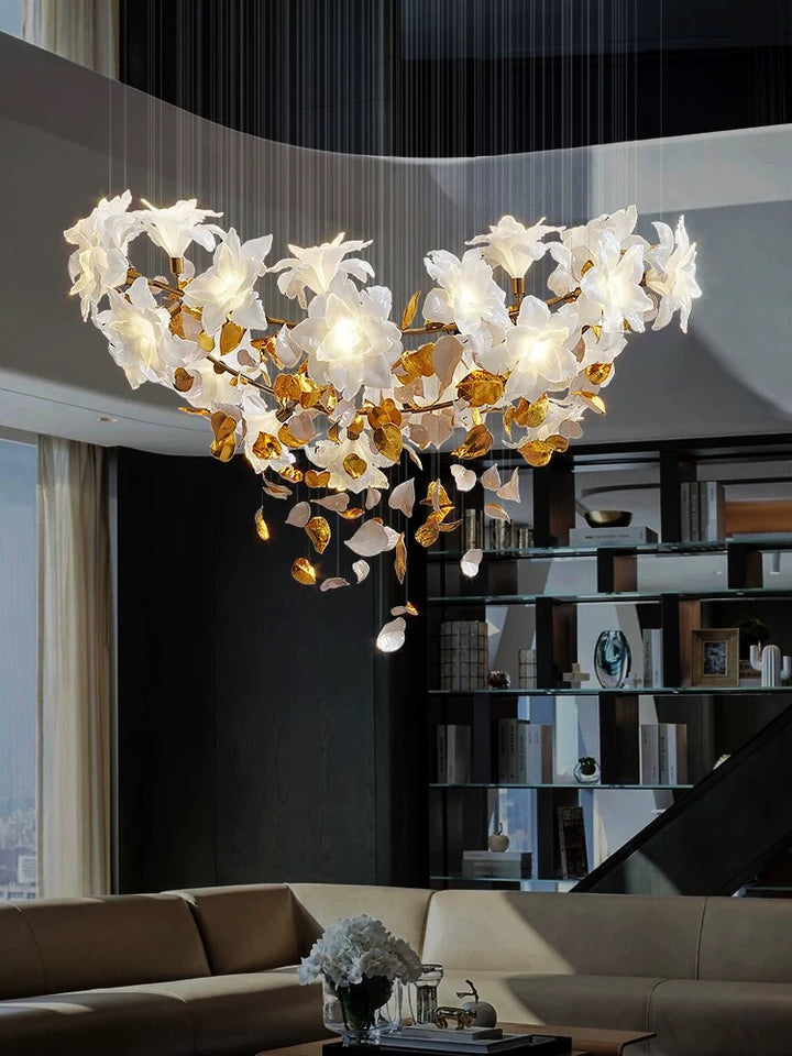 Lucretia Lighting Fall Floral custom sculptural pendant inspired by autumn foliage in luxury interiors