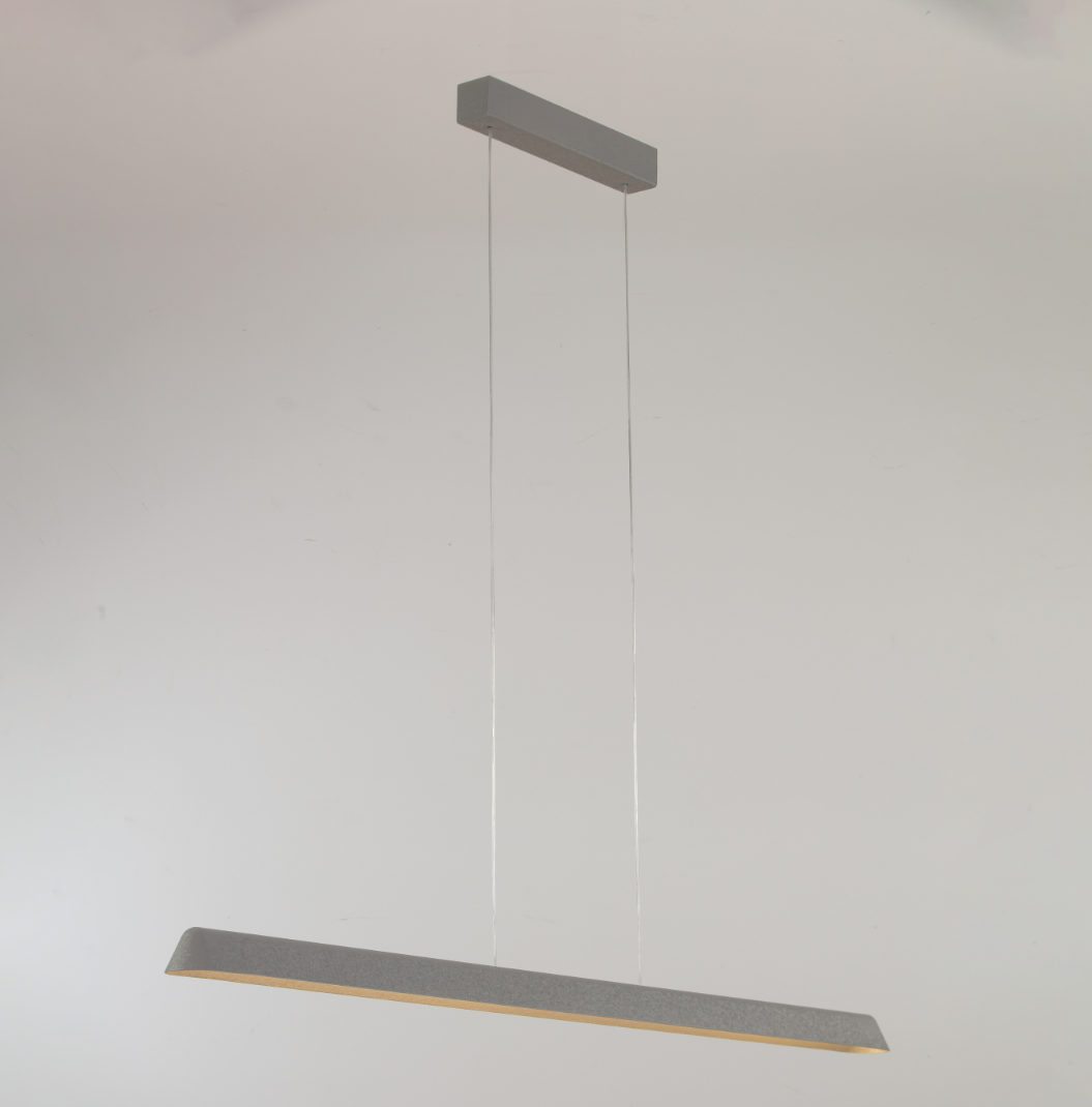 Lucretia Lighting Feldon modern kitchen lighting linear pendant suspended above kitchen island with clean architectural profile