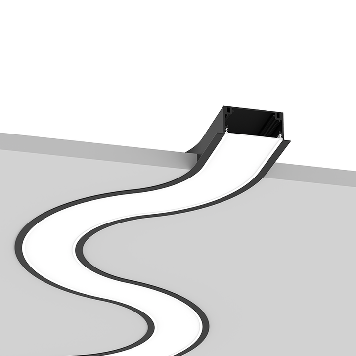 Lucretia Lighting FlexCurve CRX80 recessed curved LED linear light profile for seamless architectural ceiling lighting