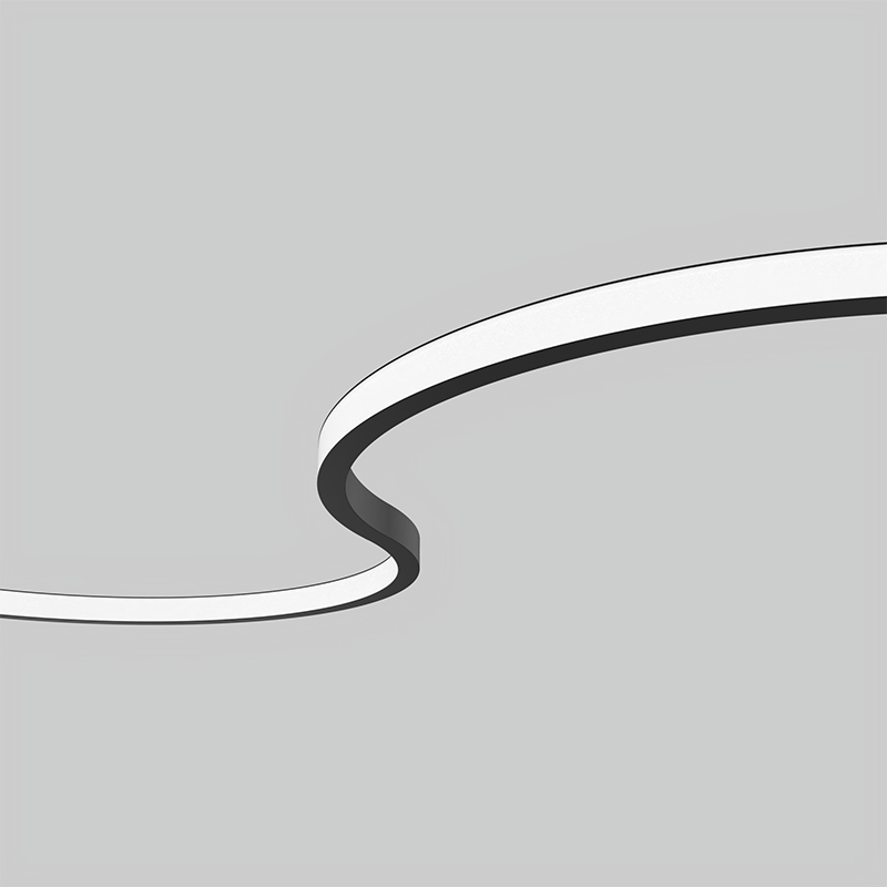 FlexHalo CS35 inward and outward emitting curved LED linear light used as sculptural architectural feature lighting