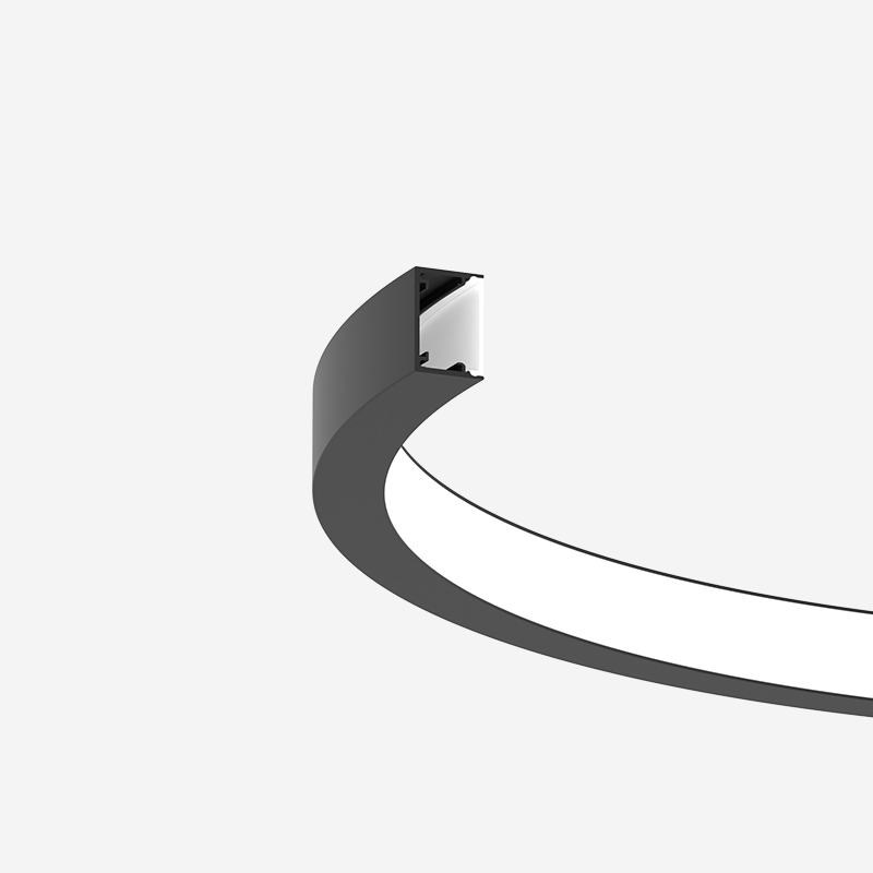 Lucretia Lighting FlexHalo CS35 inward and outward curved LED linear light profile for custom architectural lighting