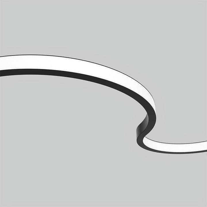 FlexHalo CS50 dual-emission curved LED linear light profile showing upward and downward illumination