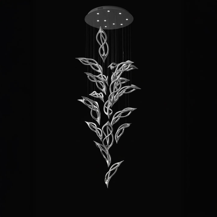 Lucretia Lighting Flora Cascade custom leaf pendant light with sculptural vertical drop design for modern residential and commercial spaces