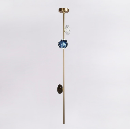 Galaxy Custom Linear Pendant Light with multicolour hand-blown glass orbs creating a modern designer lighting statement