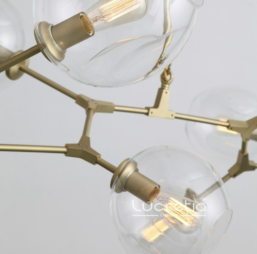 Glass Bubble Pendant 5 by Lucretia Lighting featuring detailed clear glass bubbles and refined metal joints