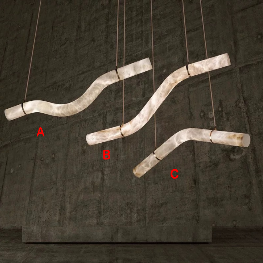 Lucretia Lighting Luma Flow alabaster pendant showing custom configuration options for bespoke sculptural lighting compositions