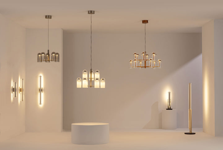 LumiTube LED wall lamp used in modern interior space providing warm ambient wall lighting for living rooms and hallways