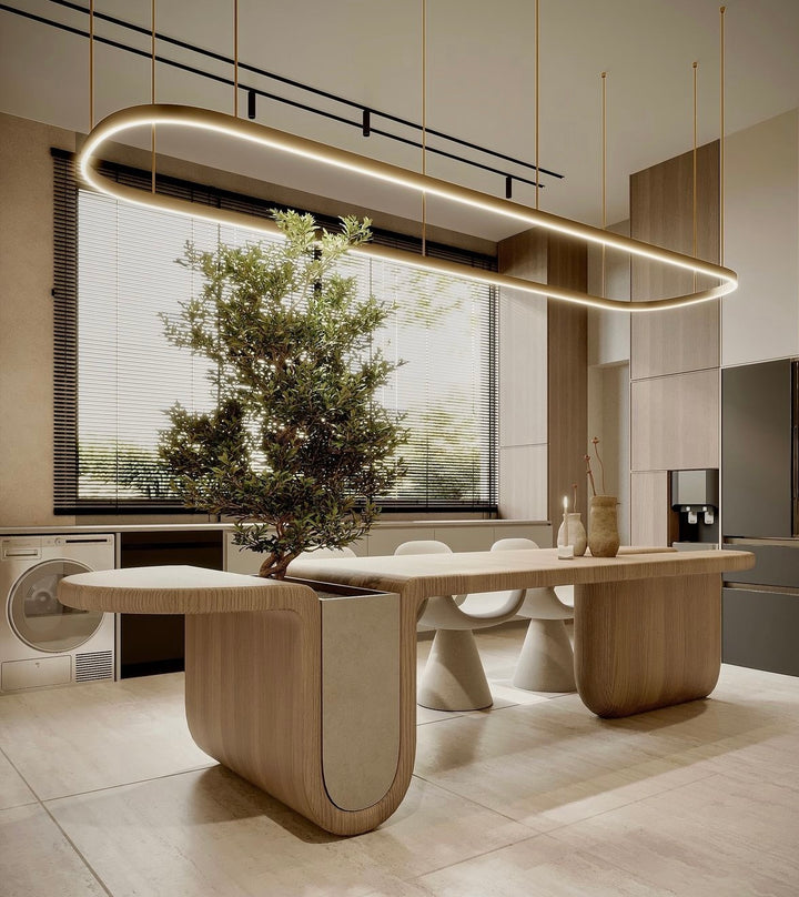 Lucretia Lighting oval LED ring pendant shown as a bespoke modern interior lighting feature